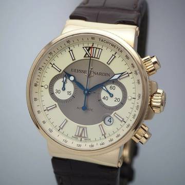  Ulysse Nardin Marine Chronograph Maxi Marine Chronograph 356-66 18K/750 Roségold Box+Papiere  