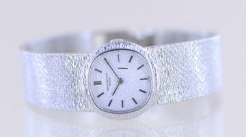 Thumbnail von Patek Philippe Lady 18K whitegold guilloche Dial Case Dresswatch Milanaise super rar </h1>