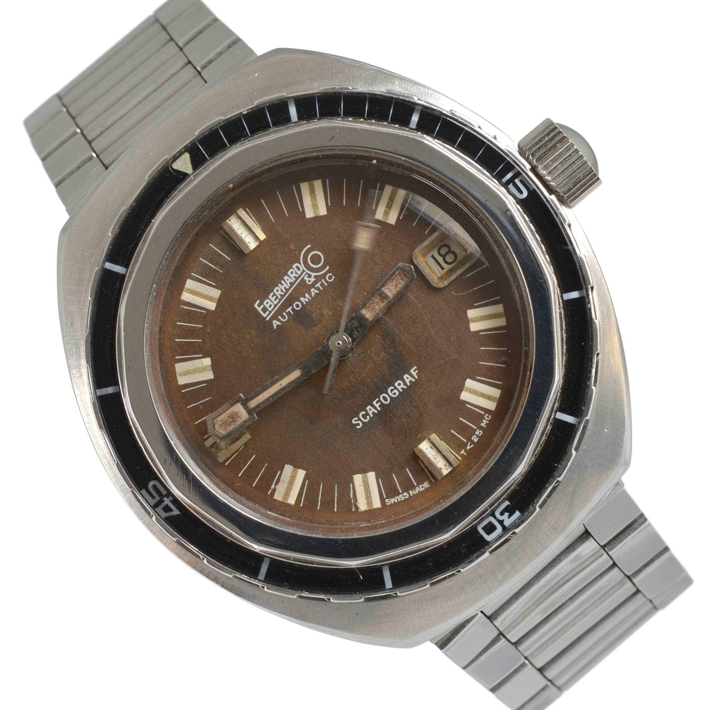 Eberhard & Co. Scafograf 400 Diver Tropical brown dial automatic Full Set 1960’s
