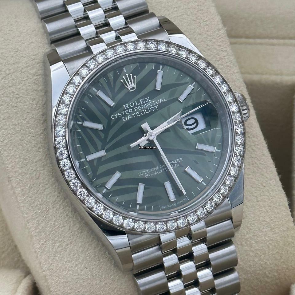 Rolex Datejust 36 126284RBR 2024 palm diamond bezel discontinued green grün unworn </h1>