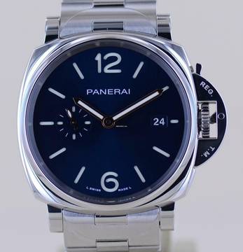  Officine Paneral Luminor Due PAM01124 Steel small second Date Blue 42mm B+P 