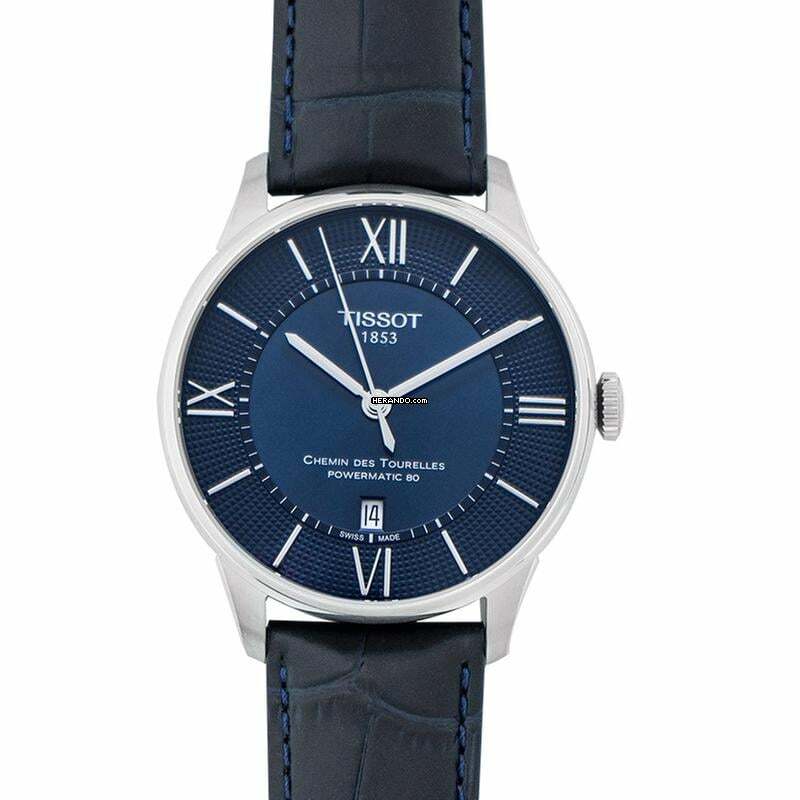 Tissot Chemin de Tourelles T099.407.16.048.00 - T-Classic Chemin Des Tourelles Powermatic 80 Automatic Blue Dial Men' </h1>