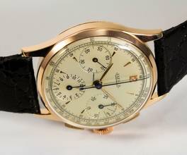 Thumbnail von Jaeger-LeCoultre Vintage Chronograph Tri-Compax 18K Rose Gold Vintage </h1>