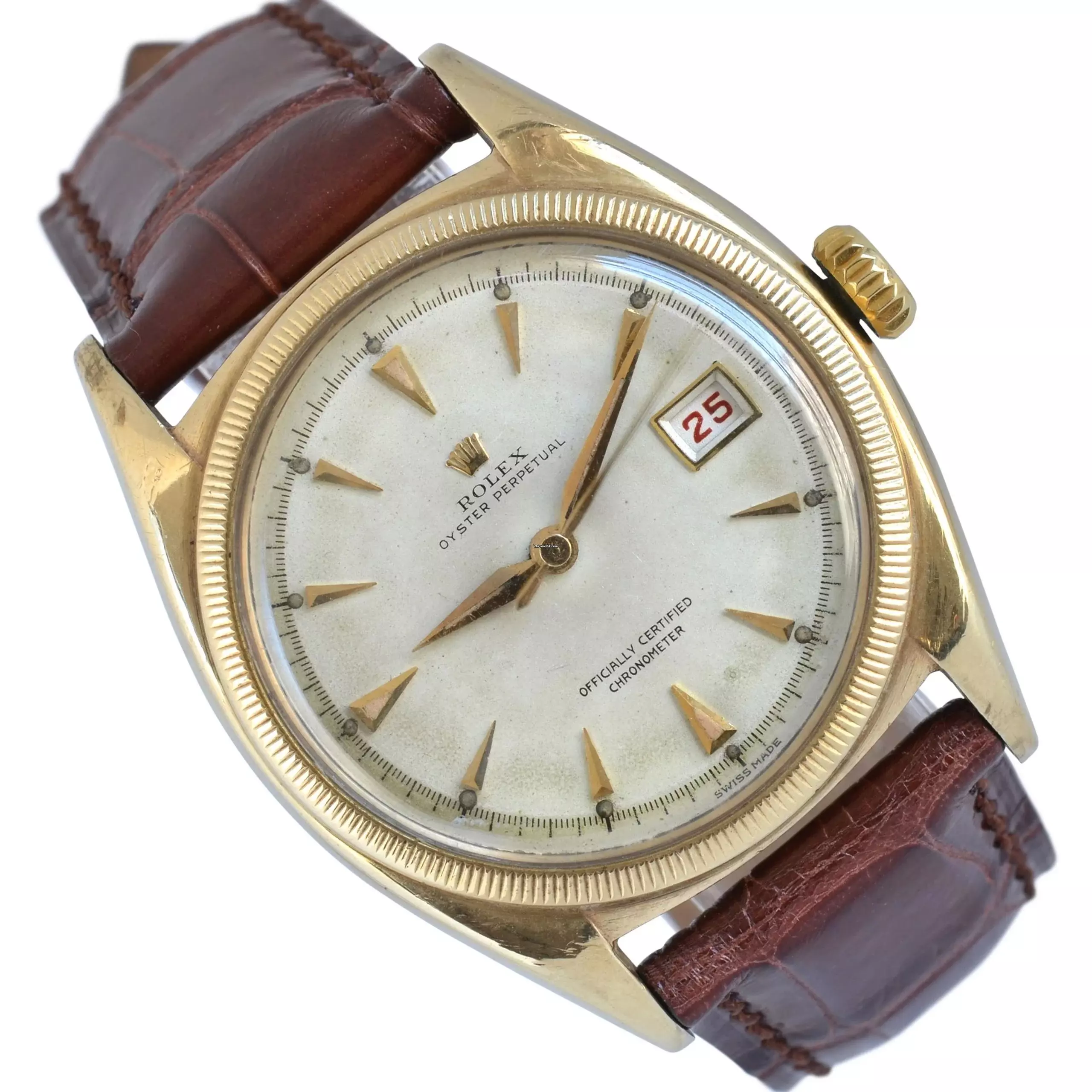 Rolex Datejust 36 Oyster Perpetual Datejust 6075 Ovettone Ivory dial very rare 1950's </h1>