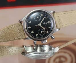 Thumbnail von Omega 33.3 Chronograph Rare Early model Waterproof Black Military Dial 321 </h1>