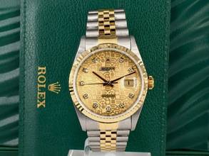 Thumbnail von Rolex Datejust 36 16233 Gold Jubilee Dial With Big Diamonds - Full Set 36mm
