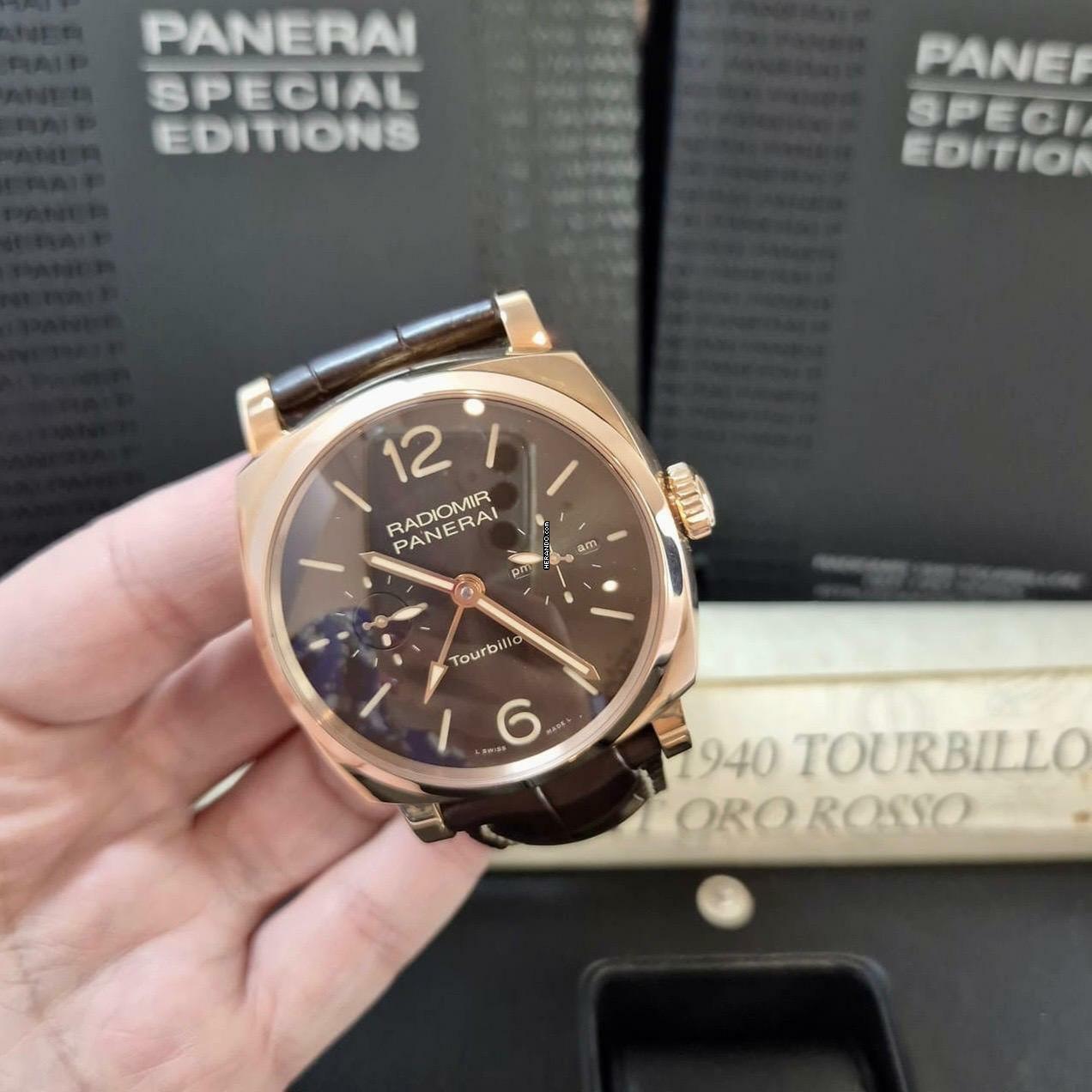 Panerai Radiomir 1940 TOURBILLON Gmt Ouro Rose Edição 30 Unidades