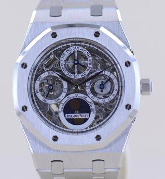  Audemars Piguet Royal Oak Jumbo Perpetual Calendar Platinum Skeleton Dial Luxusuhr rar </h1> 