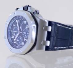 Thumbnail von Audemars Piguet Royal Oak Offshore Chronograph Blue unworn TOP Automatic Glasboden B+P </h1>
