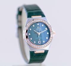 Thumbnail von Omega Constellation Ladies Stahl Sedna Rose Diamond Green Stone Dial Metas 29mm B+P </h1>