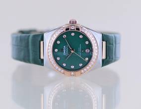 Thumbnail von Omega Constellation Ladies Stahl Sedna Rose Diamond Green Stone Dial Metas 29mm B+P </h1>