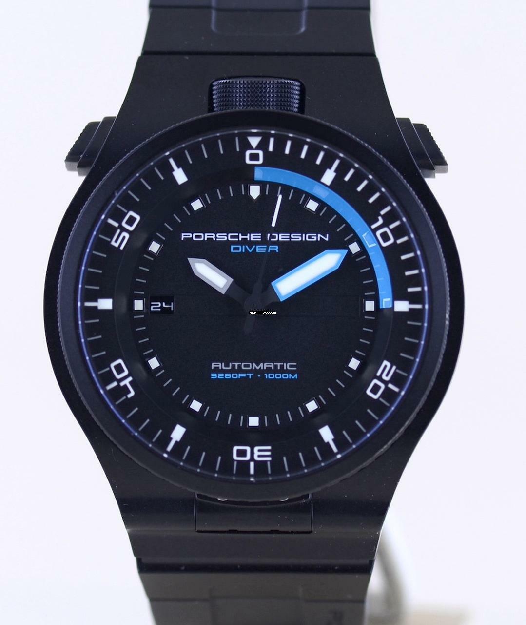 Porsche Design Diver P6780 Edelstahl 47mm Black Kautschuk Sport Eterna rar B+P