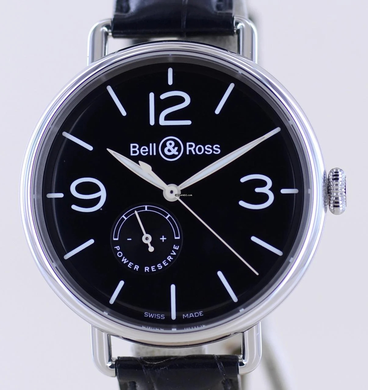 Bell & Ross Vintage Heritage Steel Automatic 45mm black Dial Power Reserve Flieger B+P
