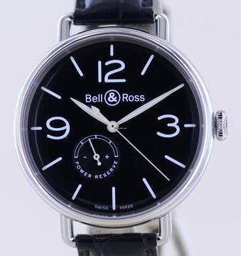  Bell & Ross Vintage Heritage Steel Automatic 45mm black Dial Power Reserve Flieger B+P 
