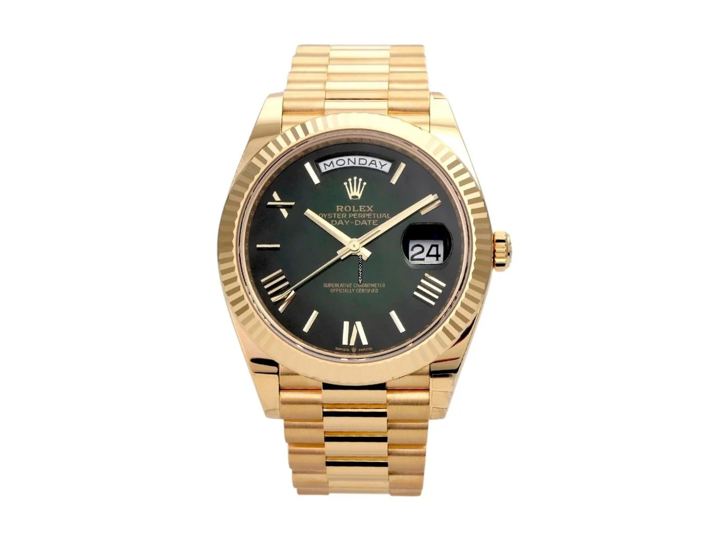 Rolex Day-Date 40 18 kt Gelbgold Ref. 228238 Grün Ombre Römisch