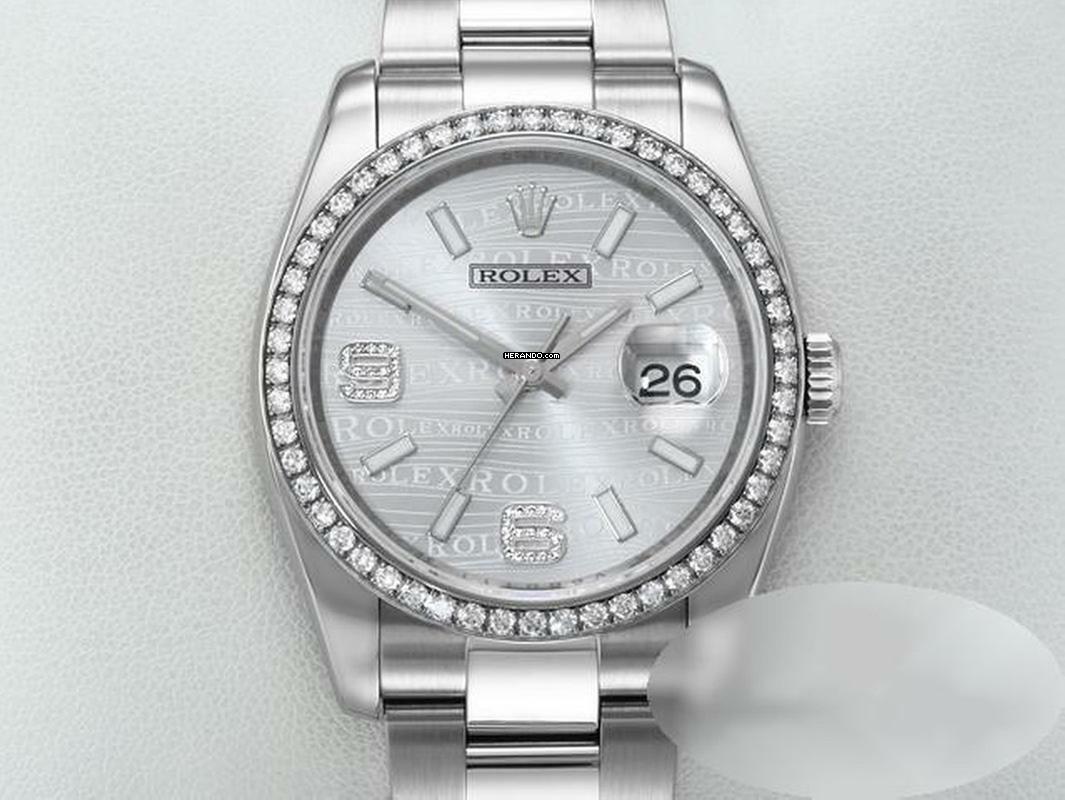 Rolex Datejust 36 36mm 116244 Stahl Weissgold 750 Wave-dial Diamanten Automatik Stainless Steel 18kt White Gold Oyster-band Chronometer </h1>
