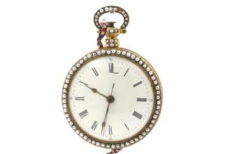 Thumbnail von Leo Juvet Huge Antique Pocket Watch Chinese Market Enamel Ultra Rare