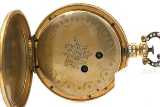 Thumbnail von Leo Juvet Huge Antique Pocket Watch Chinese Market Enamel Ultra Rare