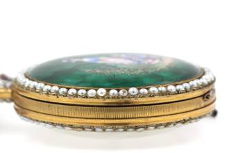 Thumbnail von Leo Juvet Huge Antique Pocket Watch Chinese Market Enamel Ultra Rare