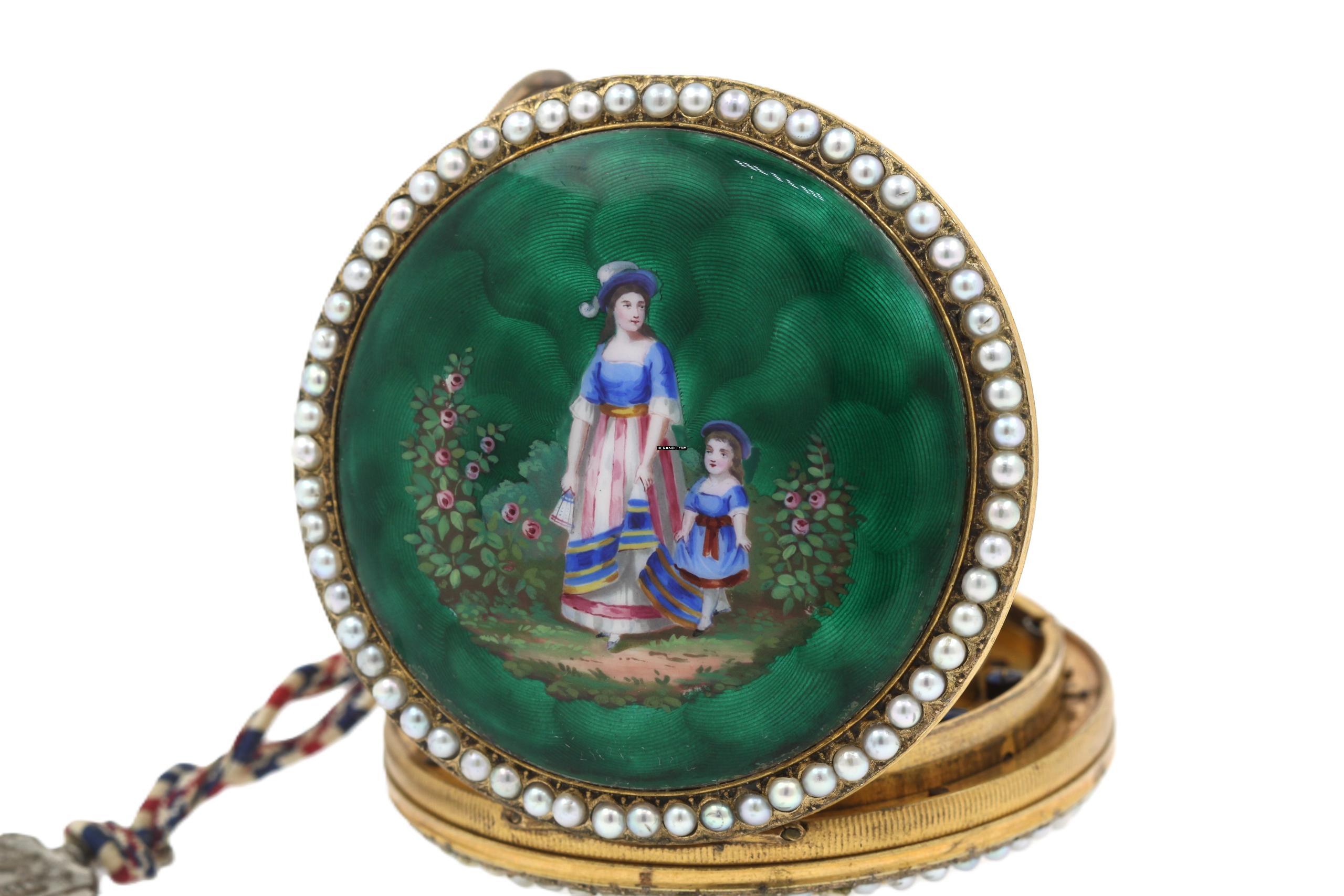 Leo Juvet Huge Antique Pocket Watch Chinese Market Enamel Ultra Rare