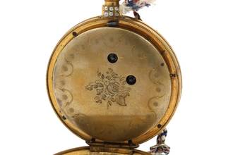 Thumbnail von Leo Juvet Huge Antique Pocket Watch Chinese Market Enamel Ultra Rare