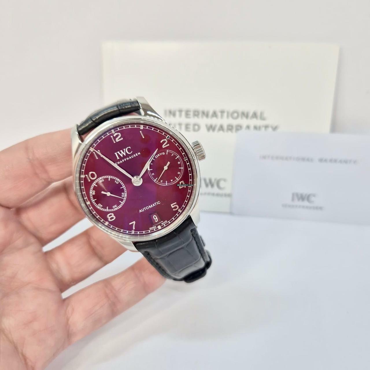 IWC Portugieser Automatik Bourdeaux 7 Days Power Reserve Automático 42mm Completo