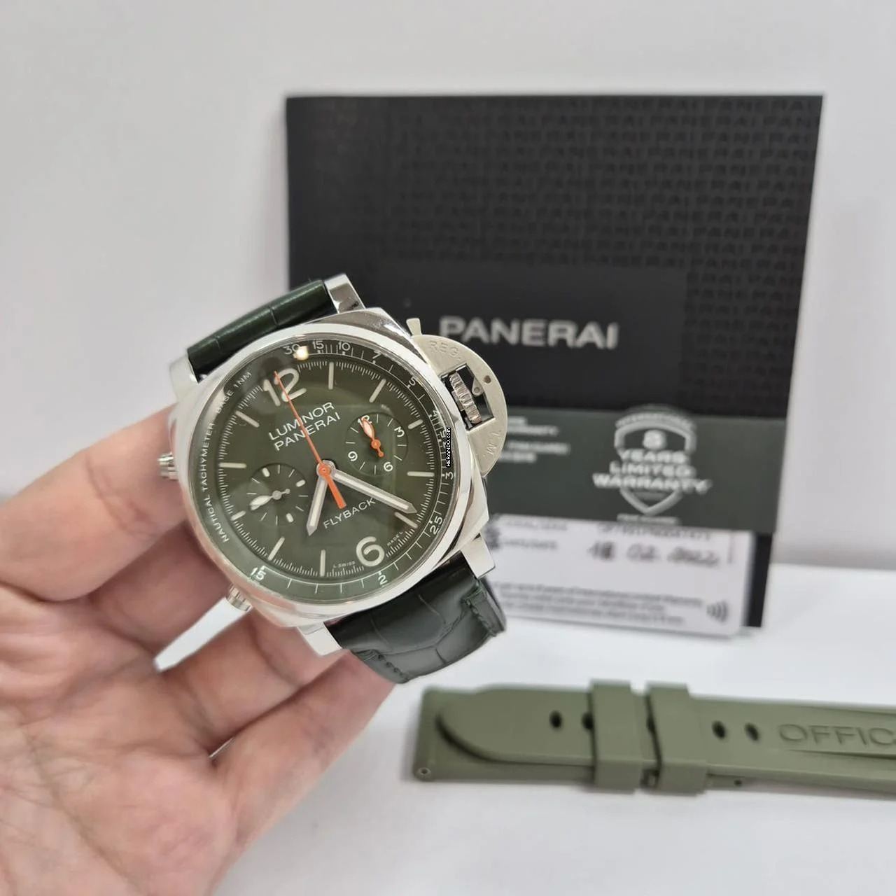 Panerai Luminor 1950 Chrono Flyback 3 Days Green Dial 44mm Completo