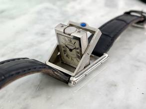 Thumbnail von Cartier Tank Basculante Steel 22x32mm ref 2386 Quartz Quarz 2386