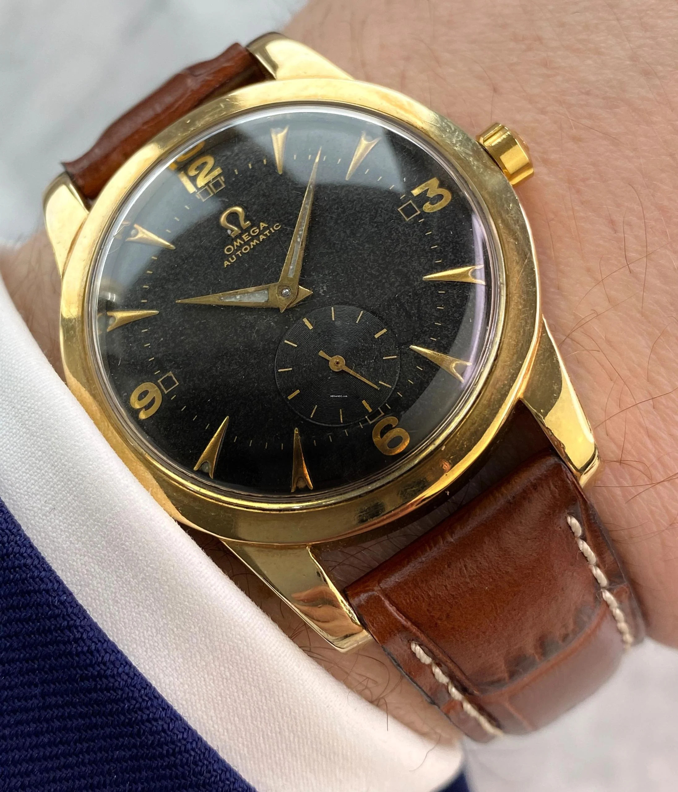 Omega Bumper Serviced 36mm Jumbo Vintage Automatic Automatik 2494 Bumper Black Dial 2657