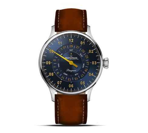  Meistersinger Pangaea Day Date Herrenuhr - Stahlblau mit Gold PDD917G 