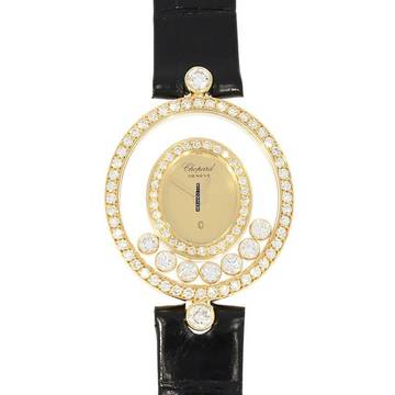  Chopard Happy Diamonds Damenarmbanduhr Happy Diamonds Quarz mit Brillanten und Diamanten aus 750 Gelbgold Schliesse vergoldet 