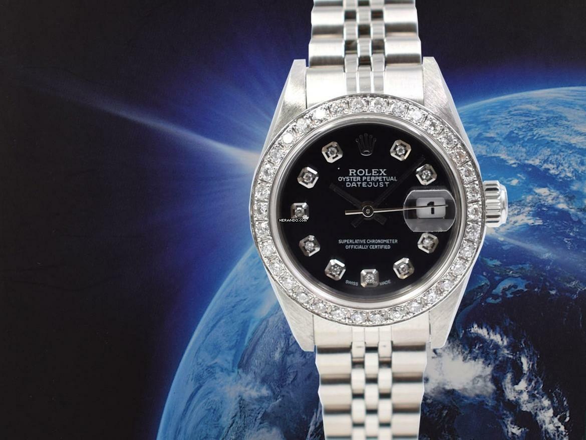 Rolex Lady-Datejust 26mm Black Diamonds Dial With After Diamonds Bezel - Full Set