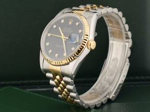 Thumbnail von Rolex Datejust 36 16233 Black Dial With Diamonds - Full Set 36mm