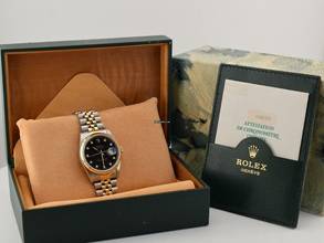 Thumbnail von Rolex Datejust 36 16233 Black Dial With Diamonds - Full Set 36mm