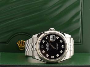 Thumbnail von Rolex Datejust 36 116234 Black Dial With Big Diamonds - Full Set 36mm