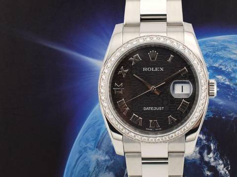  Rolex Datejust Black Jubilee Roman Dial - After Diamonds Bezel 36mm  