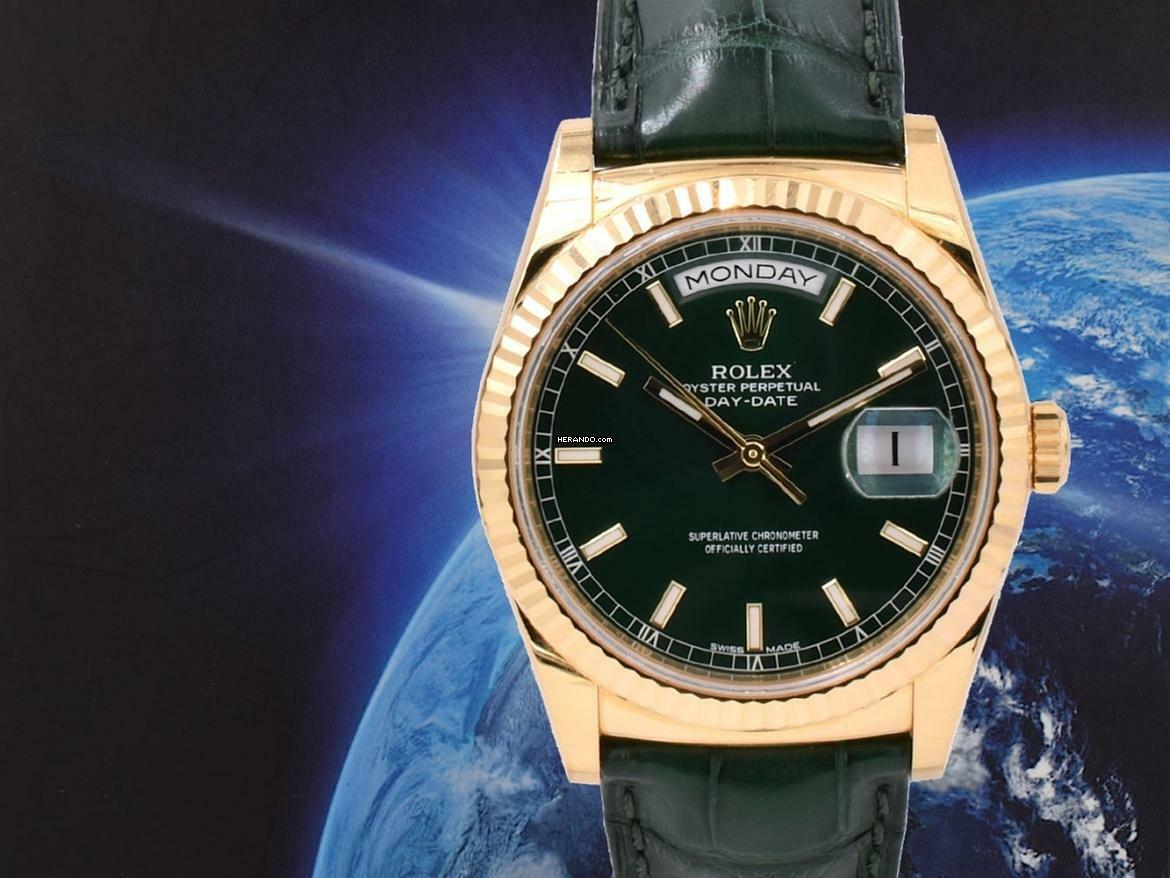 Rolex Day-Date 36 118138 Green Dial 36mm - Like New 2015