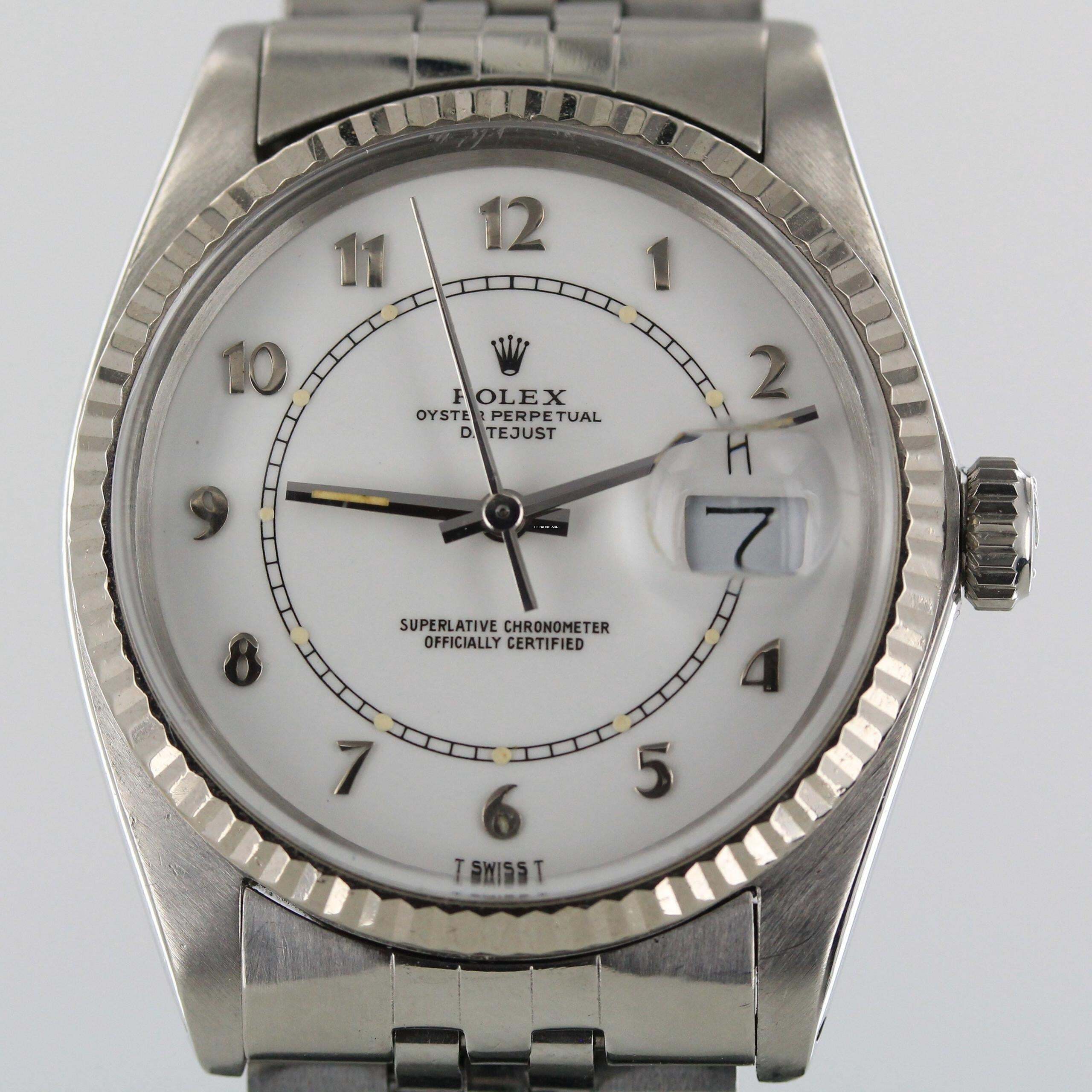 Rolex Datejust 36 1986//36MM//VINTAGE//ARABIC WHITE DIAL//REF. 16014 # 653