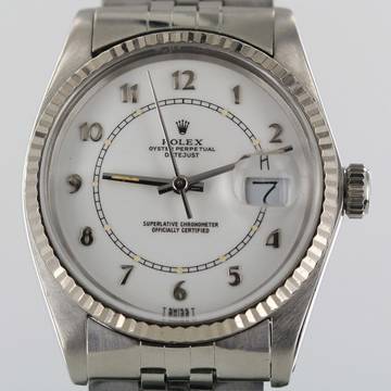  Rolex Datejust 36 1986//36MM//VINTAGE//ARABIC WHITE DIAL//REF. 16014 # 653 