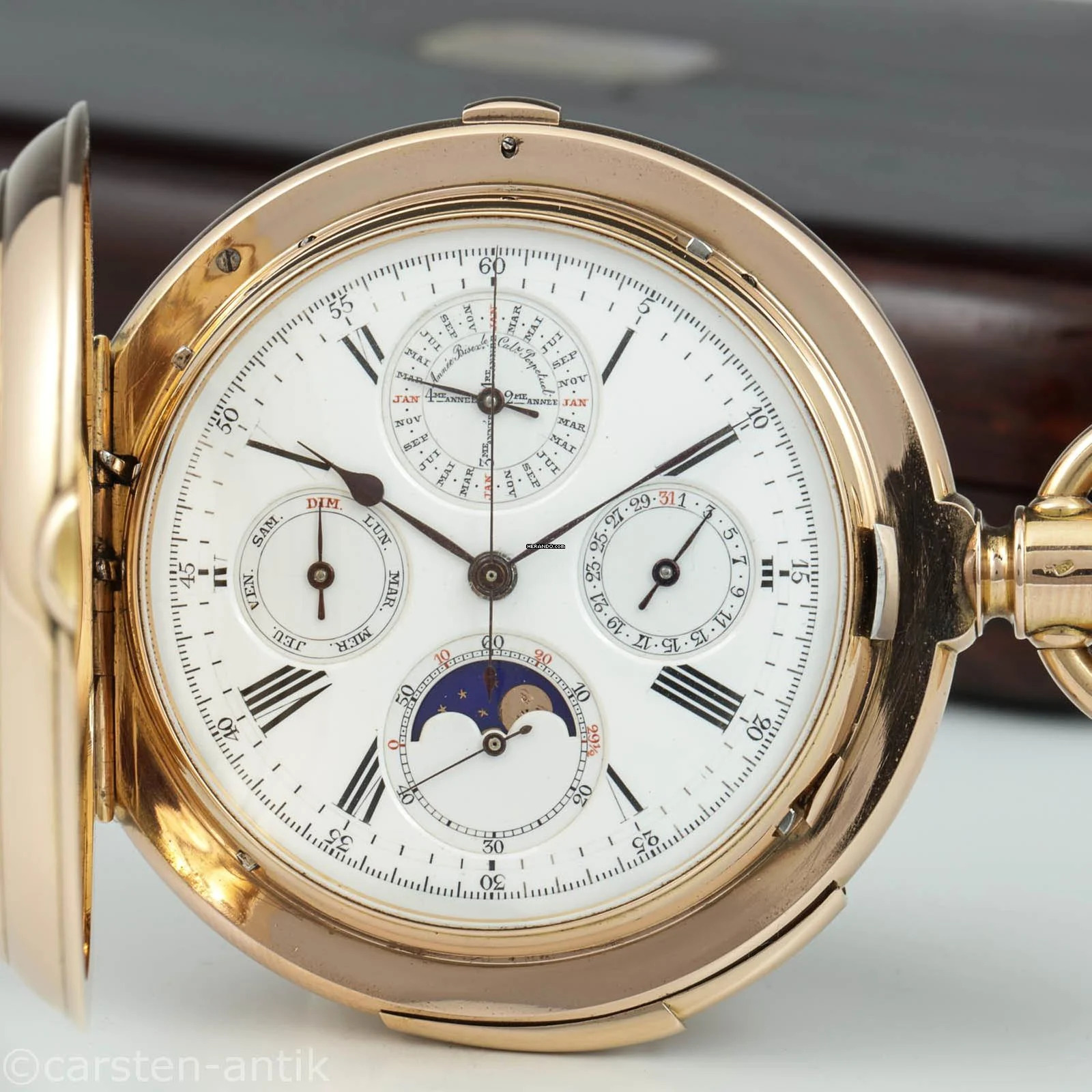 Gedeon Thommen astronomische Grand Complication 18k Gold Taschenuhr 8 Komplikationen 1890