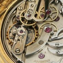 Thumbnail von Haas Nevaux & Cie. 18k. Gold Taschenuhr 36j Minutenrepetition Split-Sekunde Chronograph und Box 1905