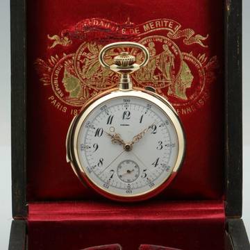  Haas Nevaux & Cie. 18k. Gold Taschenuhr 36j Minutenrepetition Split-Sekunde Chronograph und Box 1905 