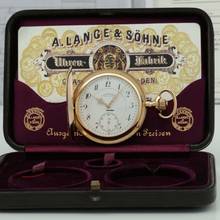Thumbnail von A. Lange & Söhne 18k Gold Guilliaume-Unruhe Kal.45 Taschenuhr Original Box Museums Zertifikat 1910. </h1>