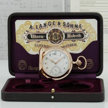 A. Lange & Söhne 55mm Gr 130g schwere Qualität 1A Taschenuhr 18k Gold mit Box & Zertifikat 1906 </h1>