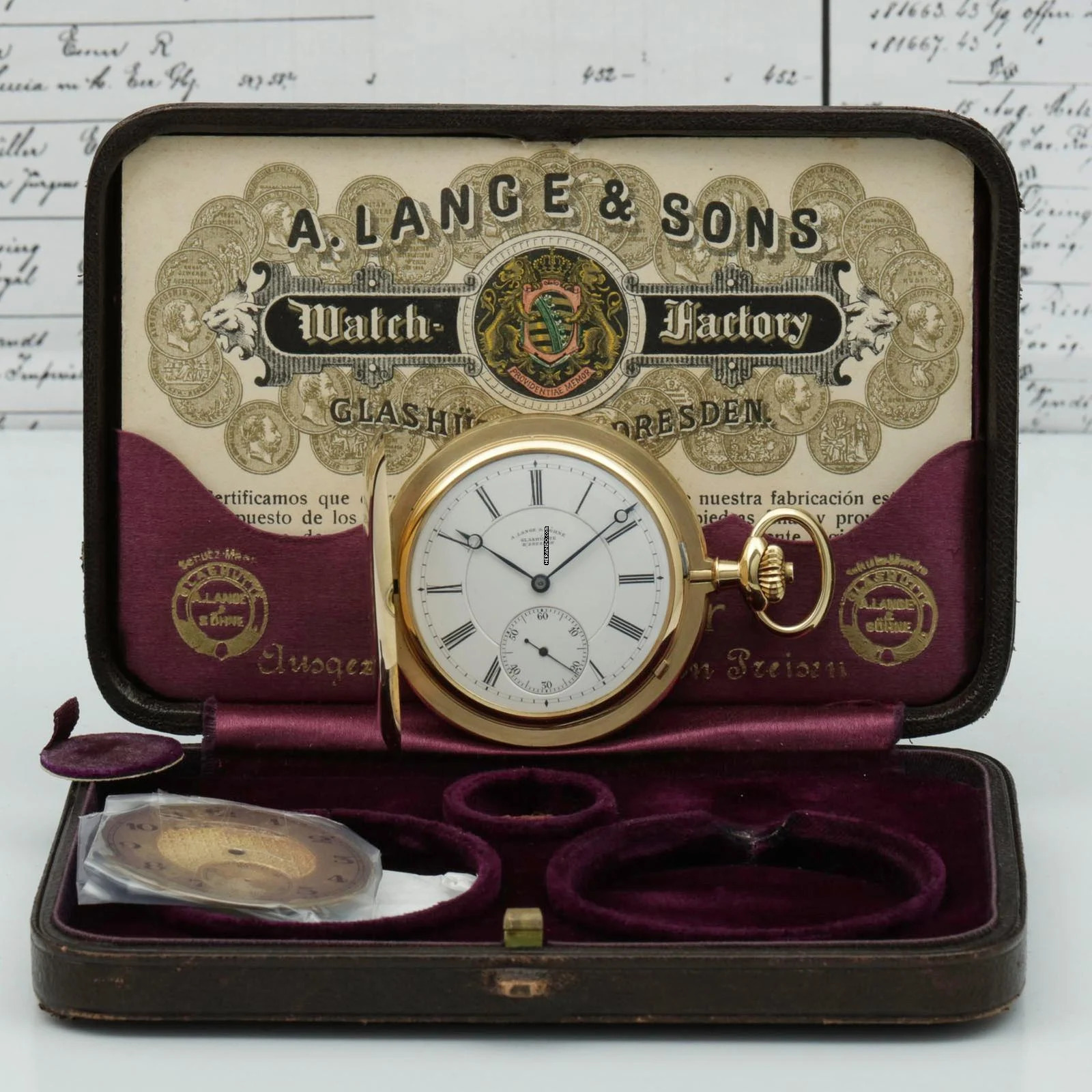 A. Lange & Söhne neuwertige Qualität 1A Tresoruhr 18k Gold mit Original Etui und Papiere 1917 </h1>