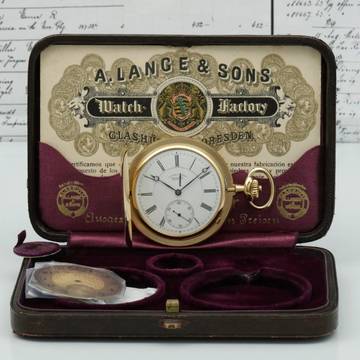 A. Lange & Söhne neuwertige Qualität 1A Tresoruhr 18k Gold mit Original Etui und Papiere 1917 </h1>