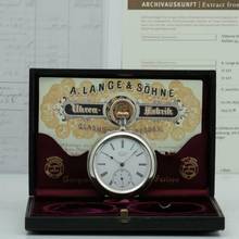 Thumbnail von A. Lange & Söhne neuwertige Silber Taschenuhr 1A Original Etui Gangschein der Sternwarte 1893 </h1>