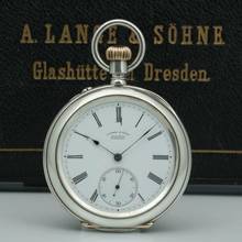Thumbnail von A. Lange & Söhne neuwertige Silber Taschenuhr 1A Original Etui Gangschein der Sternwarte 1893 </h1>