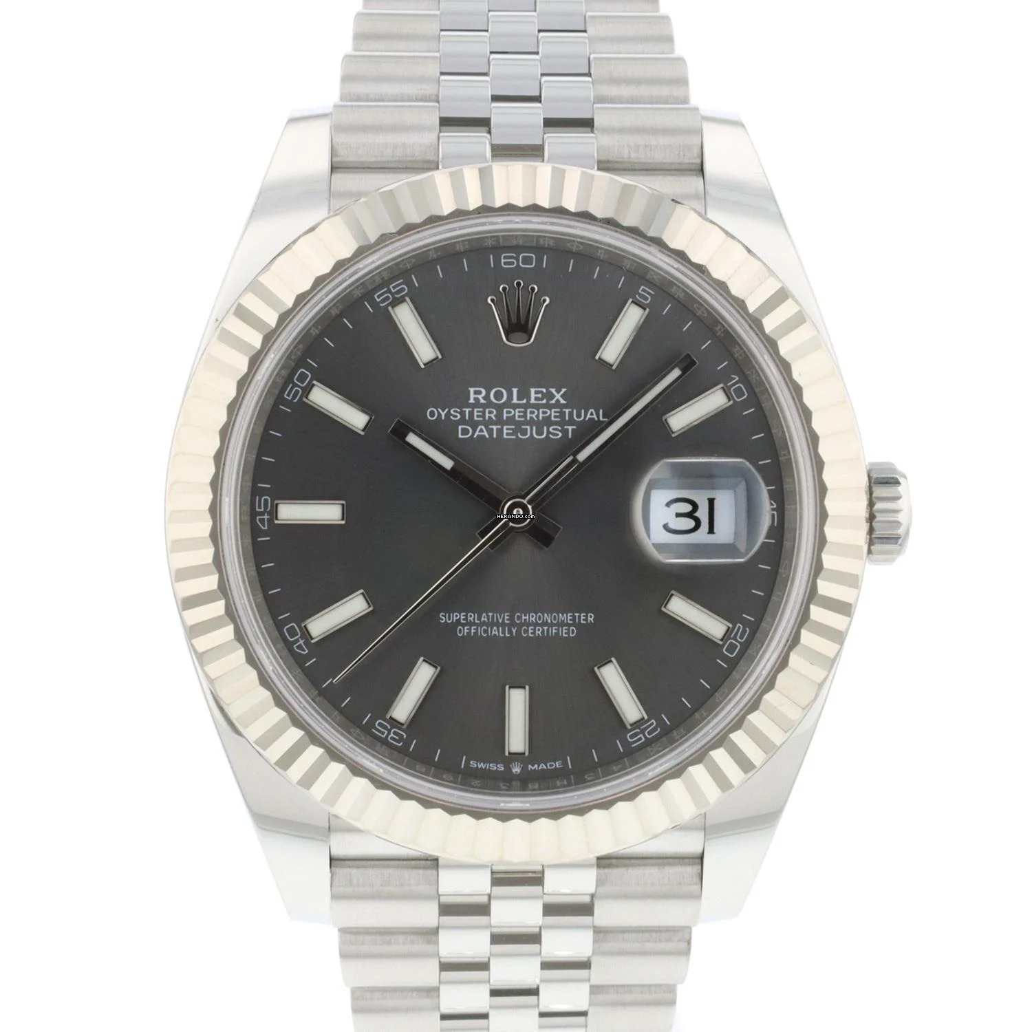 Rolex Datejust 41 Jubilee Fluted Rhodium NEW 2025
