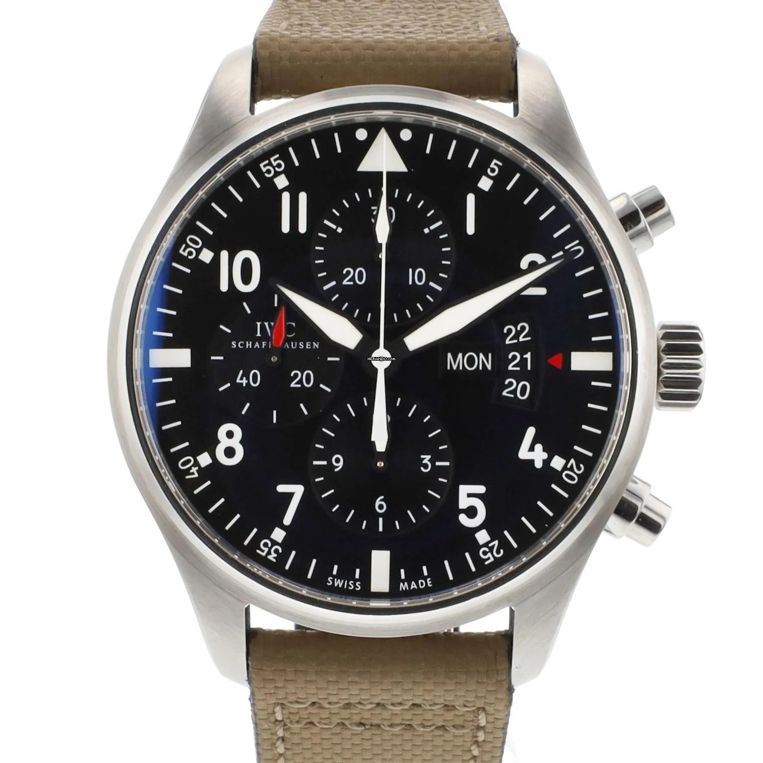 IWC Fliegeruhr Chronograph Pilot's Watch Chronograph Day-Date 43 Steel Black Dial </h1>